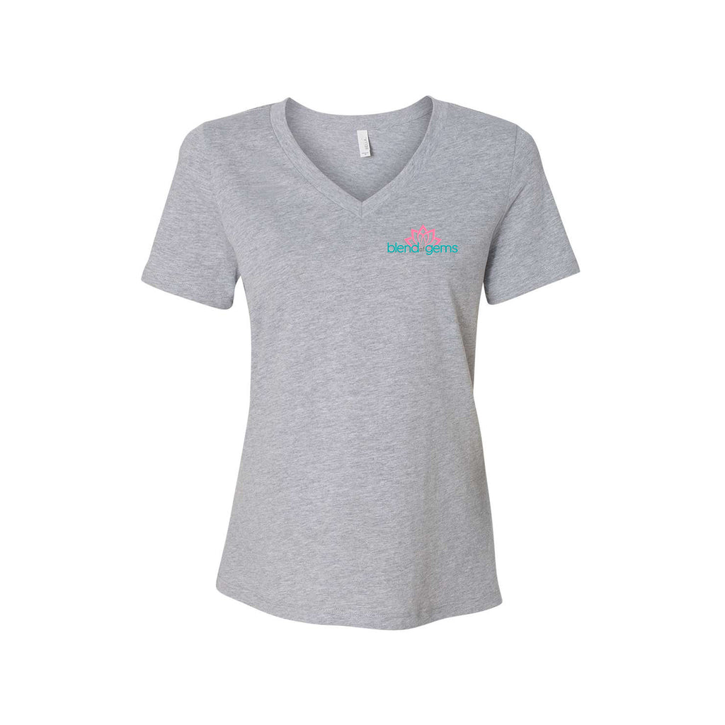 Blend of Gems - BELLA + CANVAS - Women's Relaxed Heather CVC V-Neck Tee