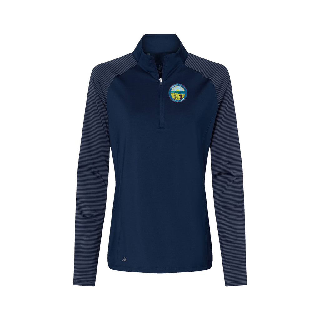 Carroll County - Adidas - Women's Stripe Block Quarter-Zip Pullover