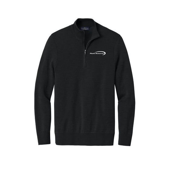 Plastic Resources - Brooks Brothers® Washable Merino Birdseye 1/4-Zip Sweater
