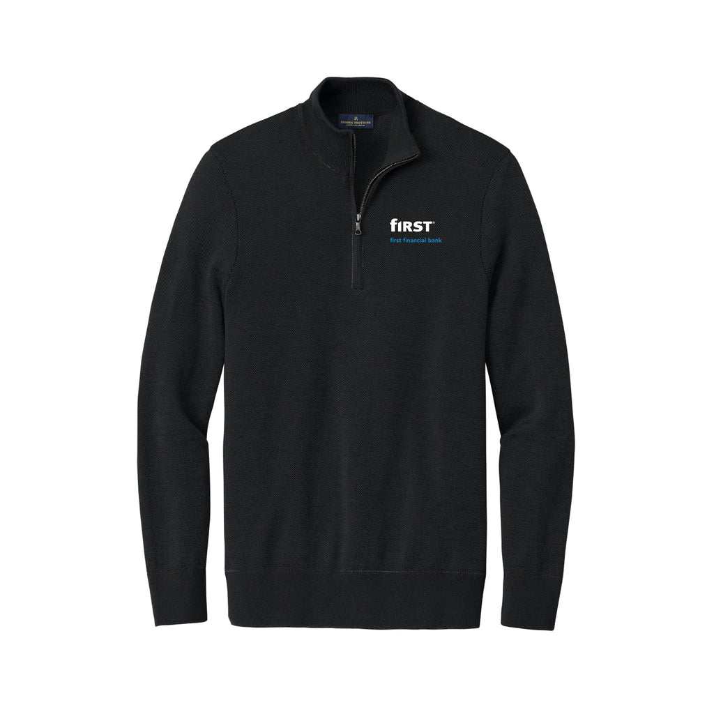 First Financial - Brooks Brothers ® Washable Merino Birdseye 1/4-Zip Sweater