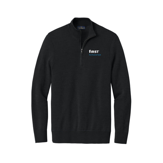 First Financial - Brooks Brothers ® Washable Merino Birdseye 1/4-Zip Sweater