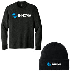 INNOVIA Holiday Shop - Port Authority® Thermal Knit Cuffed Beanie & District® Perfect Tri® Long Sleeve Tee