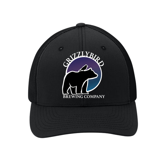 GrizzlyBird Brewing Company - Moon Logo - Port Authority® Flexfit® Mesh Back Cap