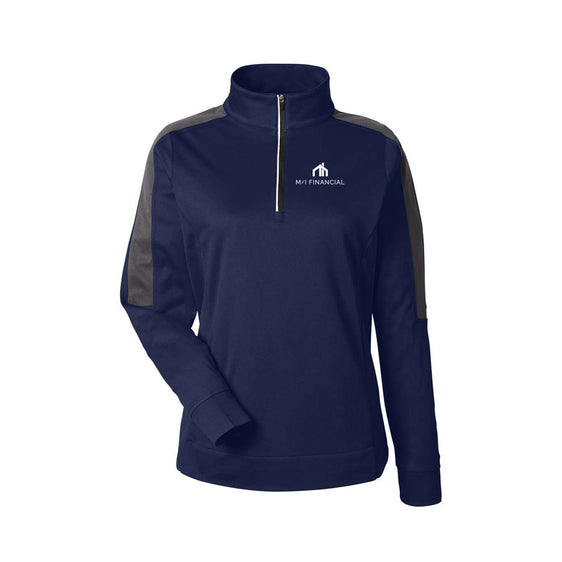 M/I Financial - Women's Market Snag Protect Mesh Colorblock Quarter-Zip Pullover