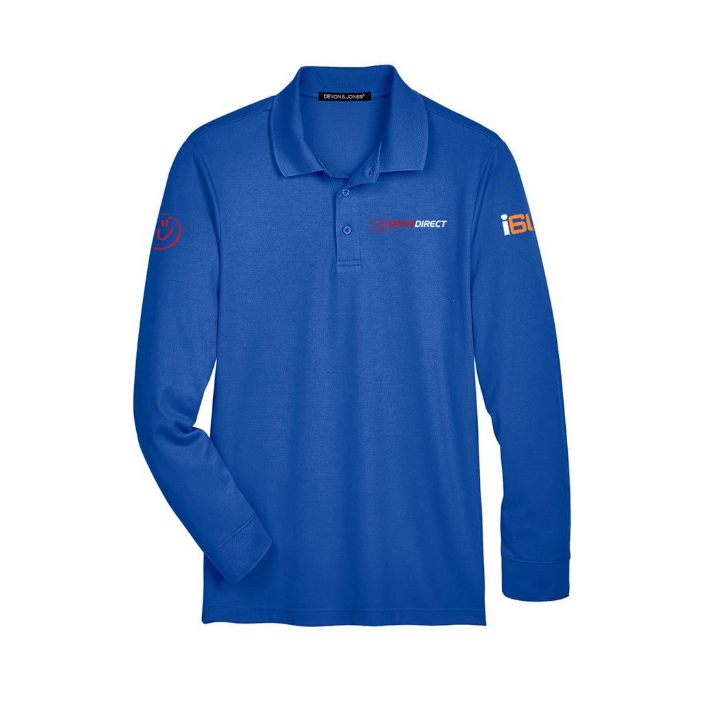 Drive Direct - Men's Tall CrownLux Performance® Plaited Long Sleeve Polo