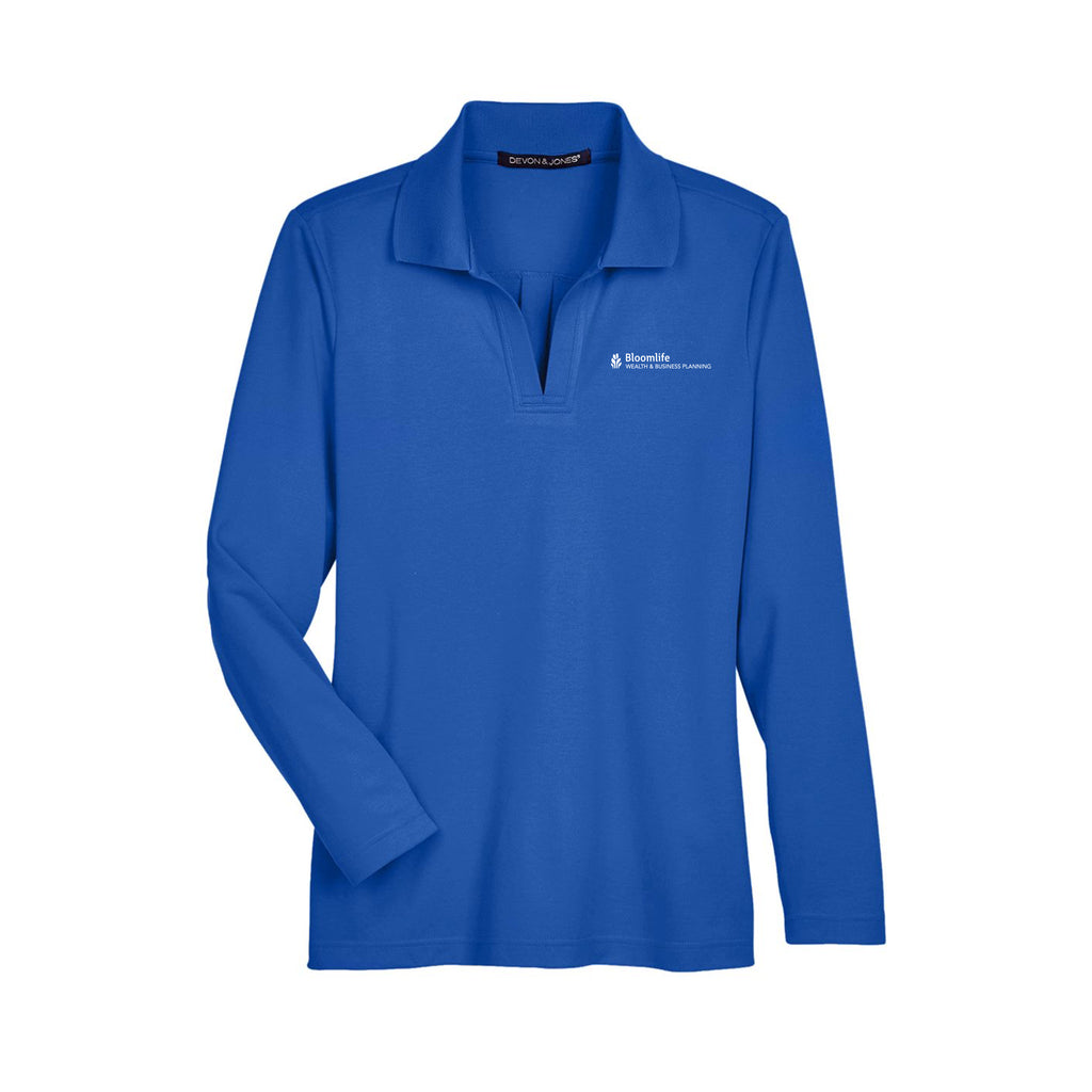 Bloom Life Wealth & Business Planning - Women's CrownLux Performance® Plaited Long Sleeve Polo
