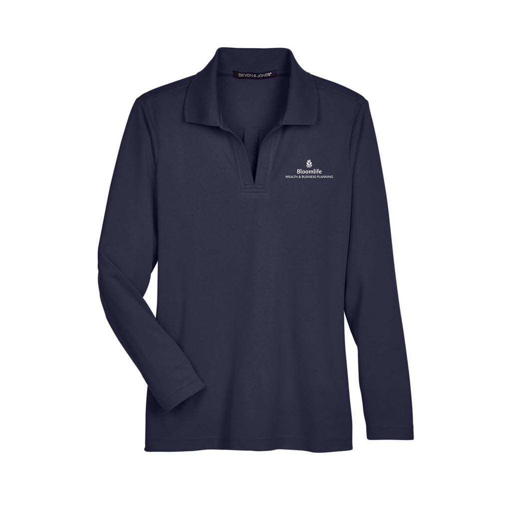 Bloom Life Wealth & Business Planning - Women's CrownLux Performance® Plaited Long Sleeve Polo