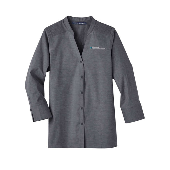 Bloom Life Wealth & Business Planning - Women's Crown Collection® Stretch Pinpoint Chambra Three-Quarter Sleeve Shirt