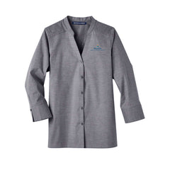 Bloom Life Wealth & Business Planning - Women's Crown Collection® Stretch Pinpoint Chambra Three-Quarter Sleeve Shirt