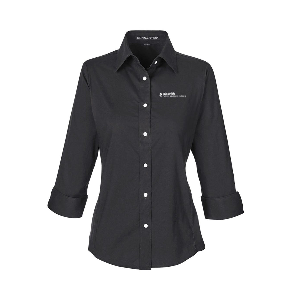 Bloom Life Wealth & Business Planning - Women's Perfect Fit™ Three-Quarter Sleeve Stretch Poplin Dress Shirt