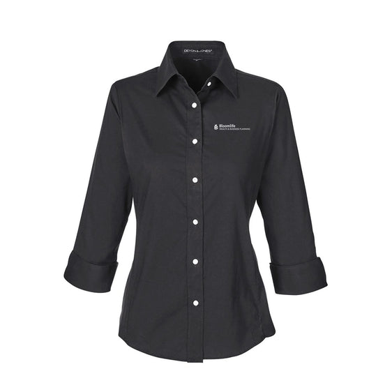 Bloom Life Wealth & Business Planning - Women's Perfect Fit™ Three-Quarter Sleeve Stretch Poplin Dress Shirt