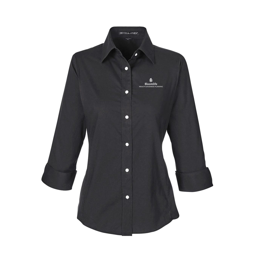 Bloom Life Wealth & Business Planning - Women's Perfect Fit™ Three-Quarter Sleeve Stretch Poplin Dress Shirt