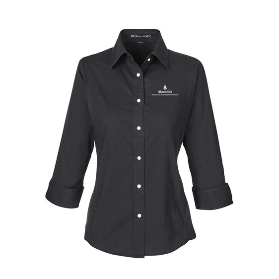 Bloom Life Wealth & Business Planning - Women's Perfect Fit™ Three-Quarter Sleeve Stretch Poplin Dress Shirt