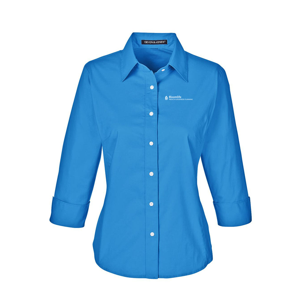 Bloom Life Wealth & Business Planning - Women's Perfect Fit™ Three-Quarter Sleeve Stretch Poplin Dress Shirt
