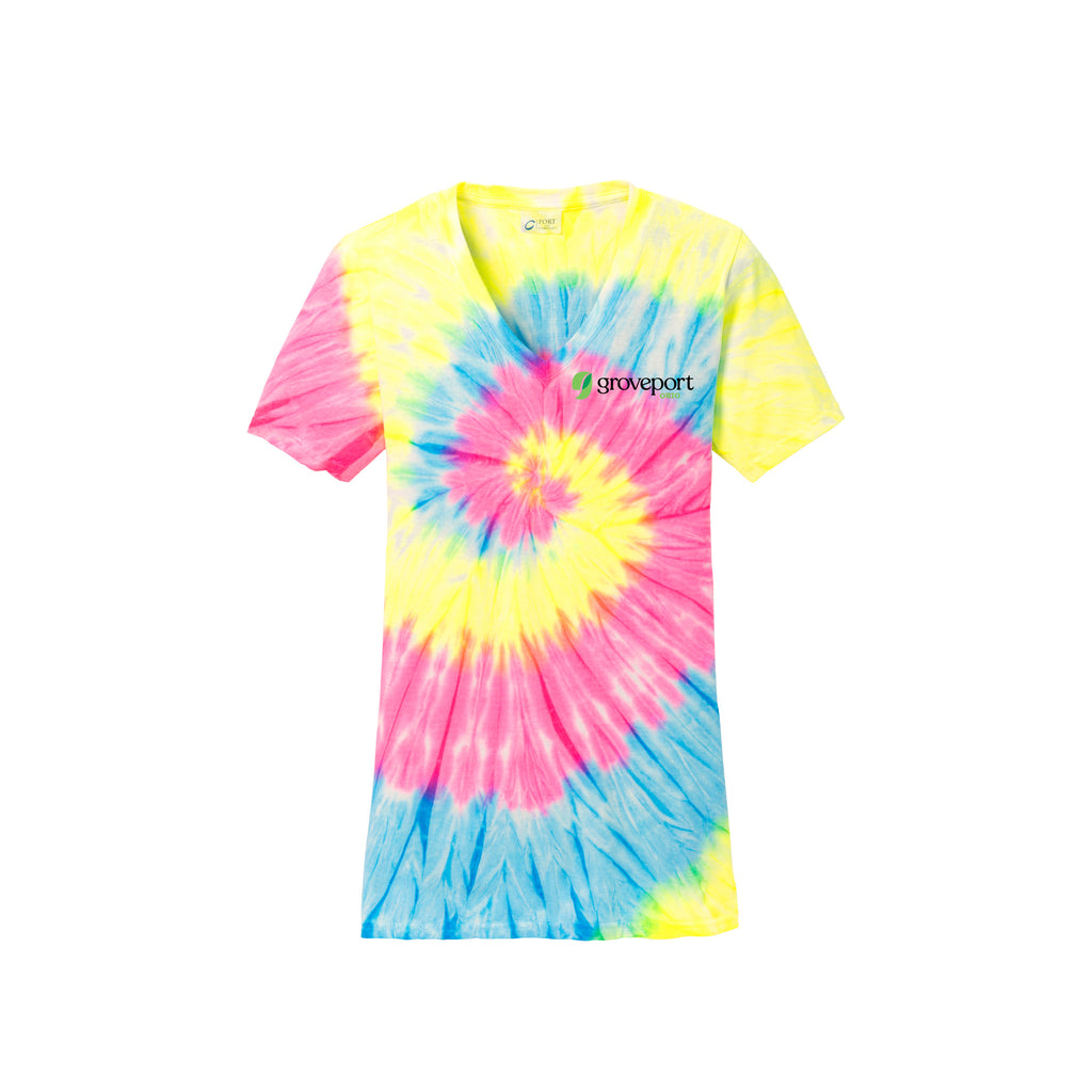 Groveport Municipal - Port & Company® Ladies Tie-Dye V-Neck Tee
