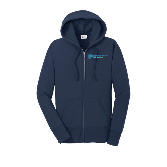 Speech Therapy For All - Port & Company® Women's Core Fleece Full-Zip Hooded Sweatshirt With Backs