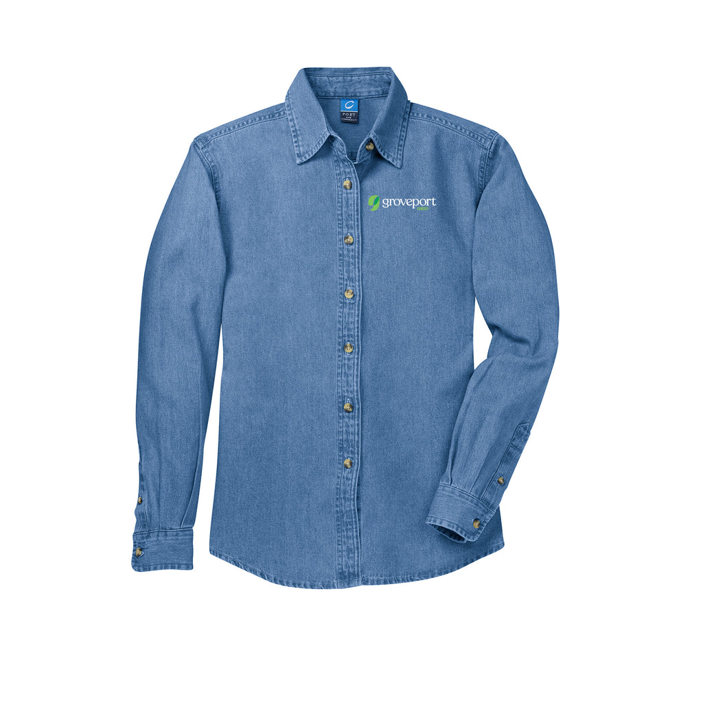 Groveport B&Z - Port & Company® - Ladies Long Sleeve Value Denim Shirt