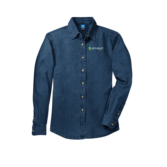 Groveport Municipal - Port & Company® - Ladies Long Sleeve Value Denim Shirt