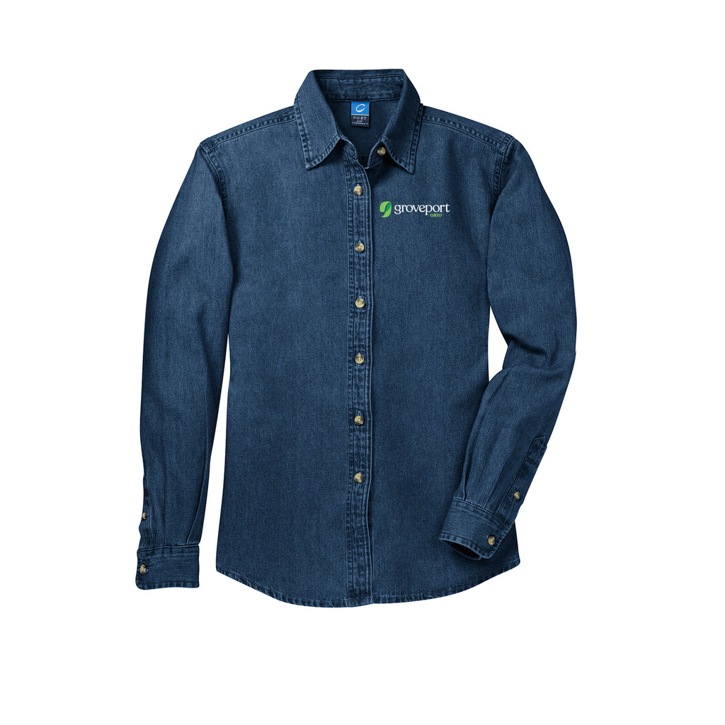 Groveport B&Z - Port & Company® - Ladies Long Sleeve Value Denim Shirt