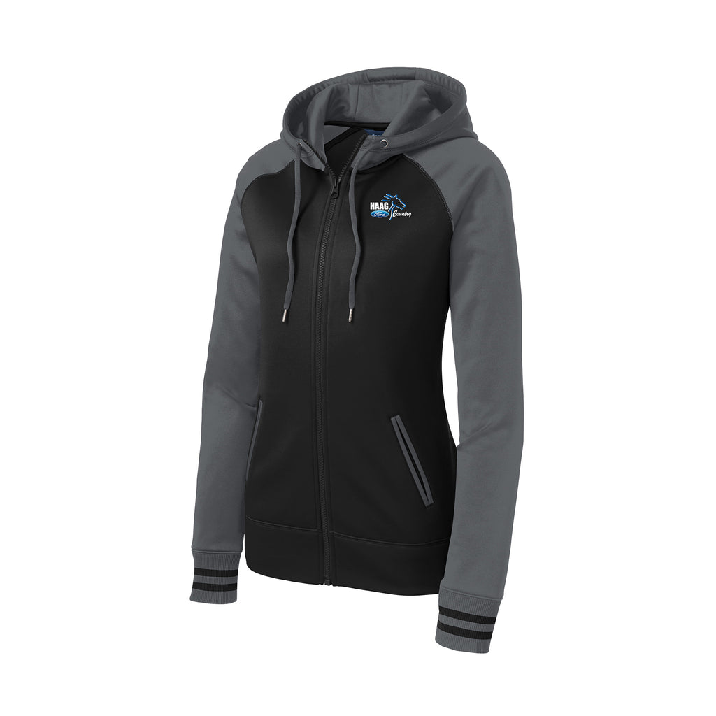 Haag Ford - Sport-Tek® Ladies Sport-Wick® Varsity Fleece Full-Zip Hooded Jacket