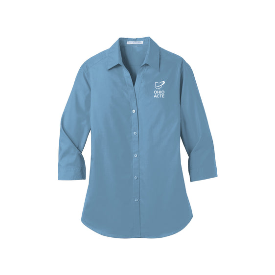 OHIO ACTE - Port Authority® Women's 3/4-Sleeve Carefree Poplin Shirt