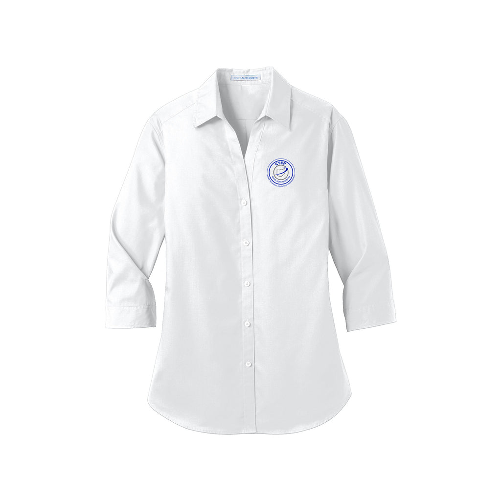 Ohio CTEP Division - Port Authority® Women's 3/4-Sleeve Carefree Poplin Shirt