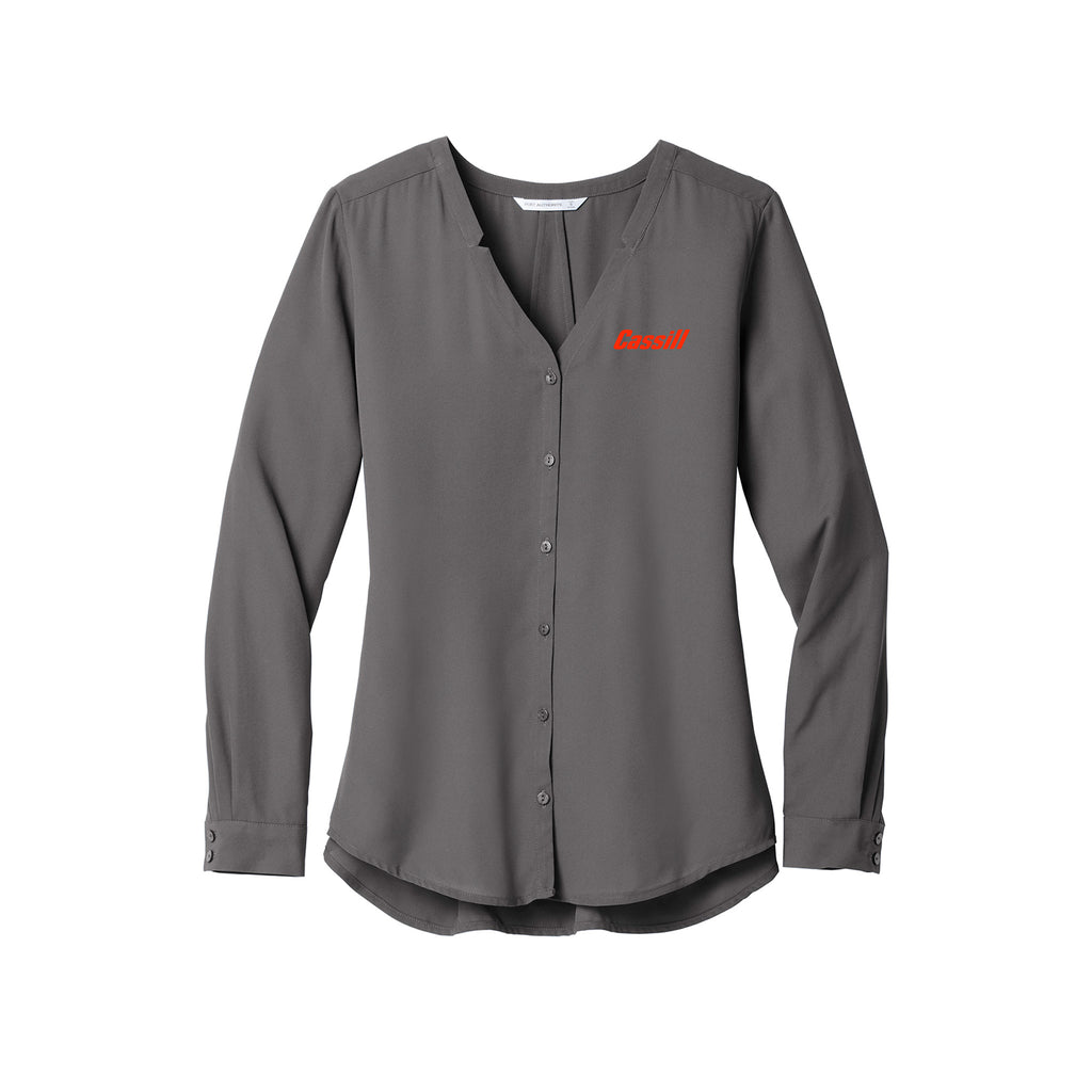 Cassill - Port Authority ® Ladies Long Sleeve Button-Front Blouse