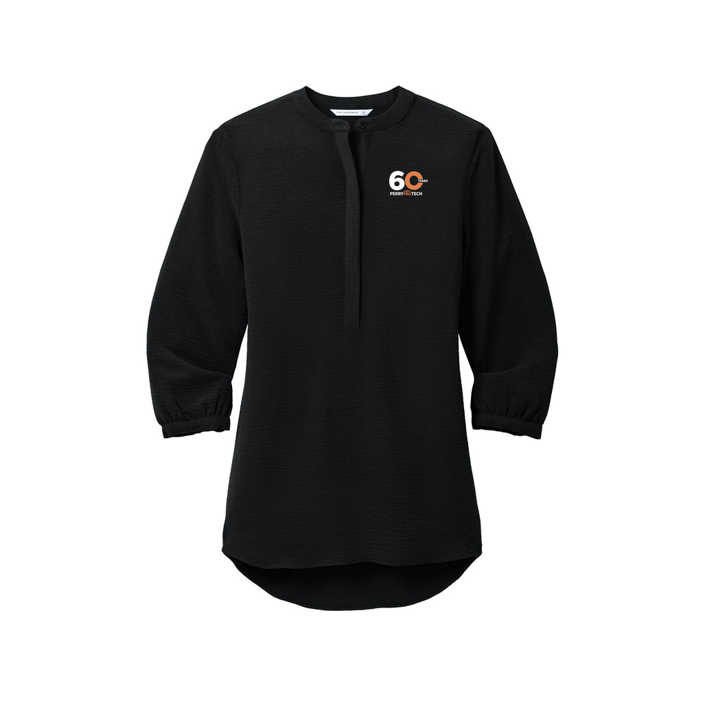 Perry ProTECH 60th Anniversary - Port Authority® Women's 3/4-Sleeve Textured Crepe Tunic