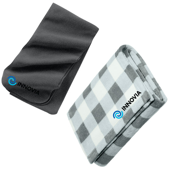 INNOVIA Holiday Shop - Port Authority® Small Ultra Plush Blanket & Port Authority® Extra Long Fleece Scarf