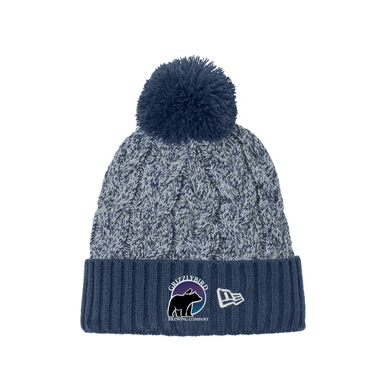 GrizzlyBird Brewing Company - Moon Logo - New Era® Marled Knit Pom Beanie