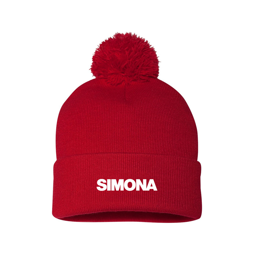 SIMONA HOLIDAY SHOP - 12" Pom-Pom Cuffed Beanie
