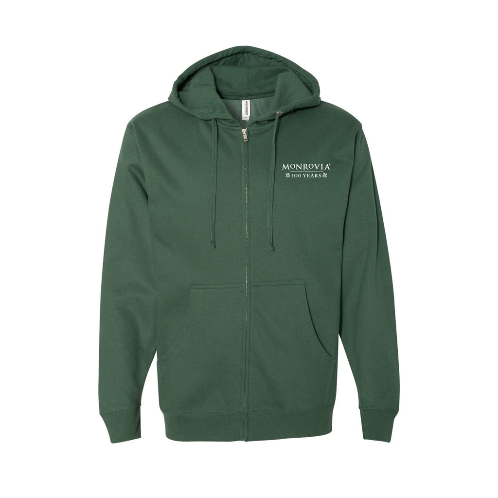 Monrovia 100 Years - Unisex Midweight Full-Zip Hooded Sweatshirt