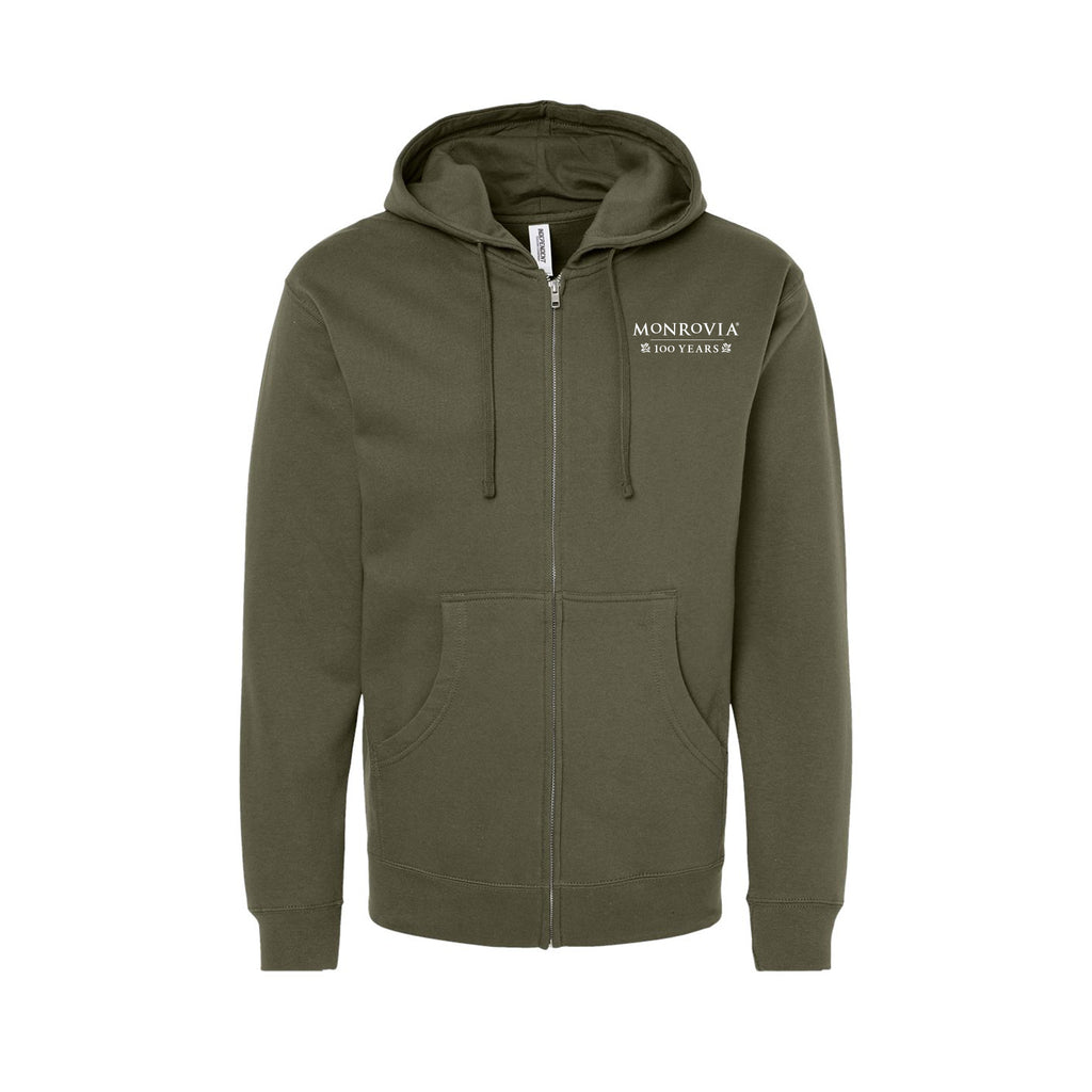 Monrovia 100 Years - Unisex Midweight Full-Zip Hooded Sweatshirt