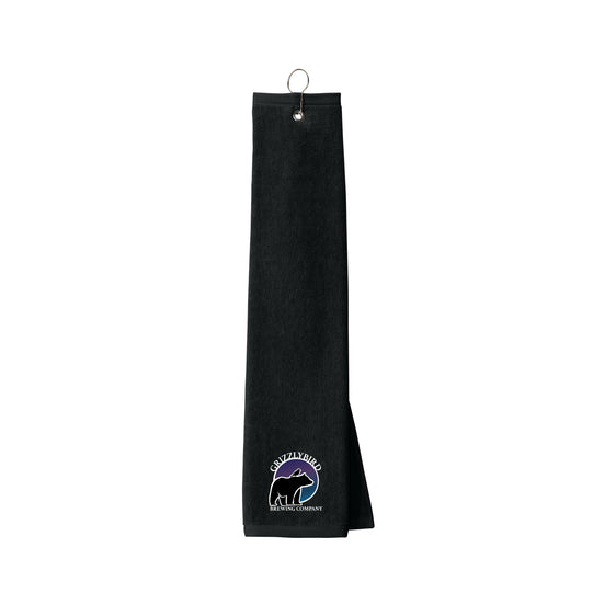 GrizzlyBird Brewing Company - Moon Logo - Port Authority® Grommeted Tri-Fold Golf Towel