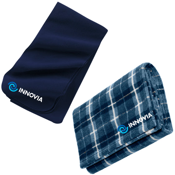 INNOVIA Holiday Shop - Port Authority® Small Ultra Plush Blanket & Port Authority® Extra Long Fleece Scarf