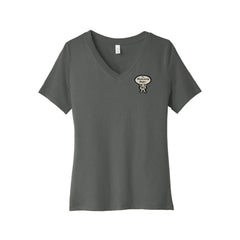 Monrovia 100 Years - BELLA+CANVAS® Women’s Relaxed Jersey Short Sleeve V-Neck Tee - Left Chest