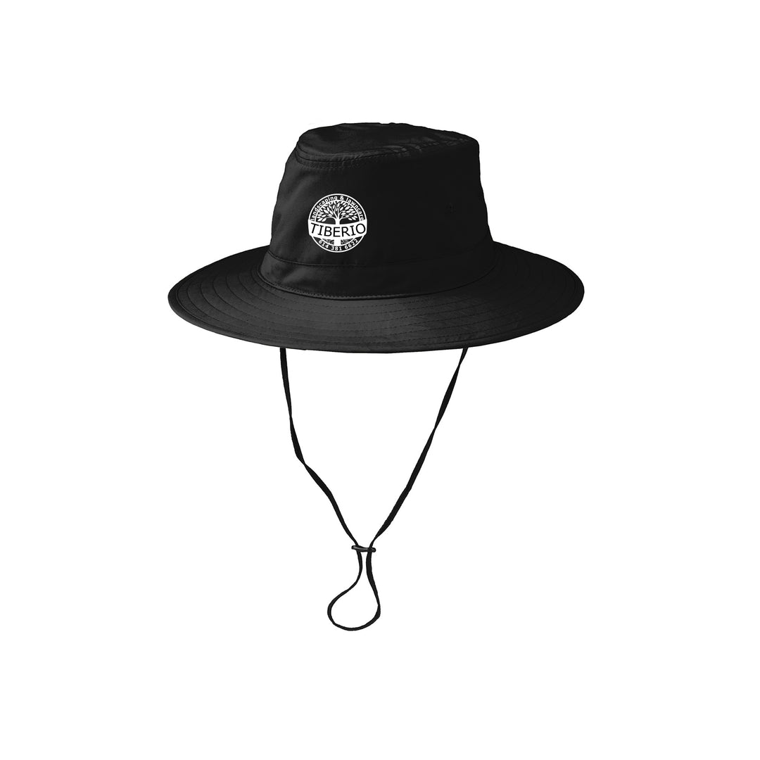 Tiberio Landscaping - Port Authority Lifestyle Brim Hat Black - White with Black Text Logo - EMB