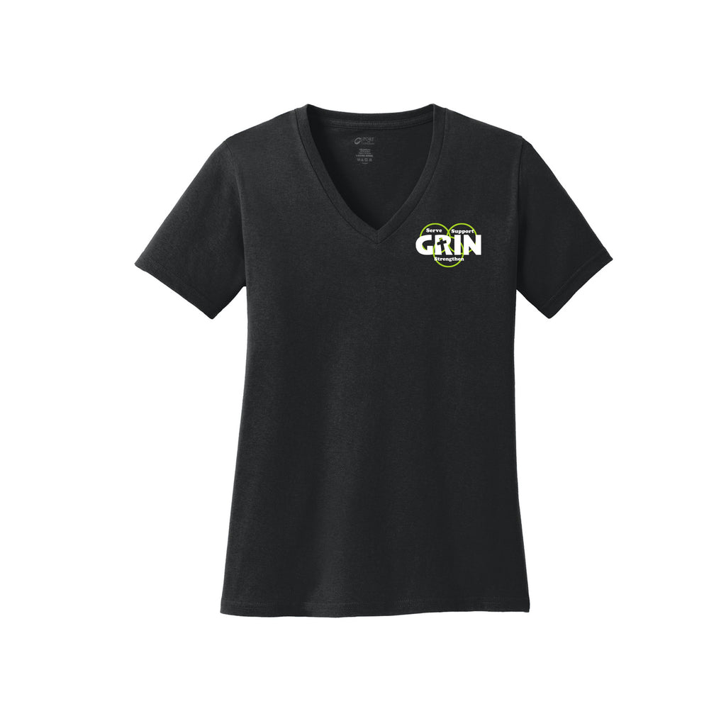 GRIN - Port & Company® Women's Core Cotton V-Neck Tee