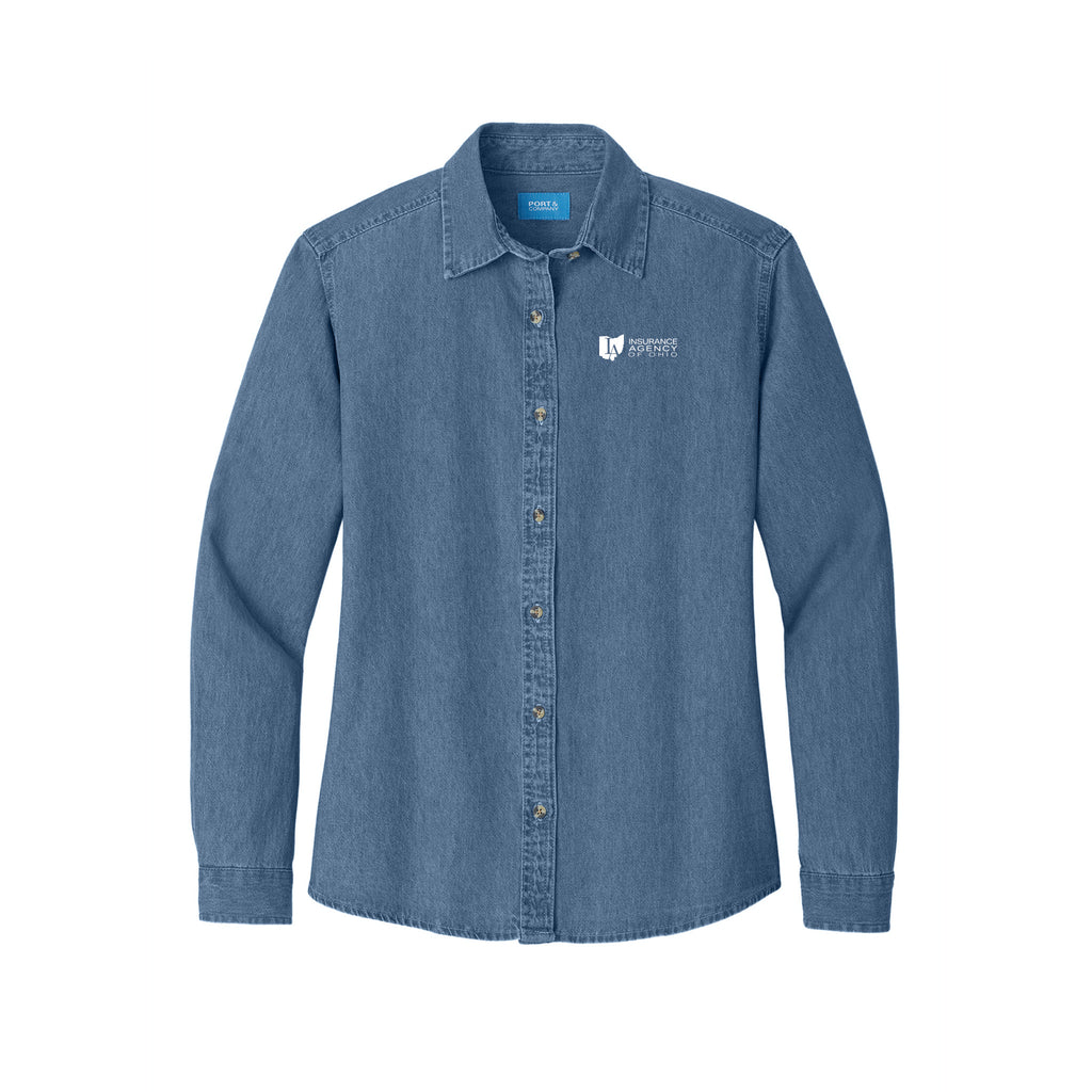 Insurance Agency of Ohio - Port & Company® Women's Long Sleeve Value Denim Shirt