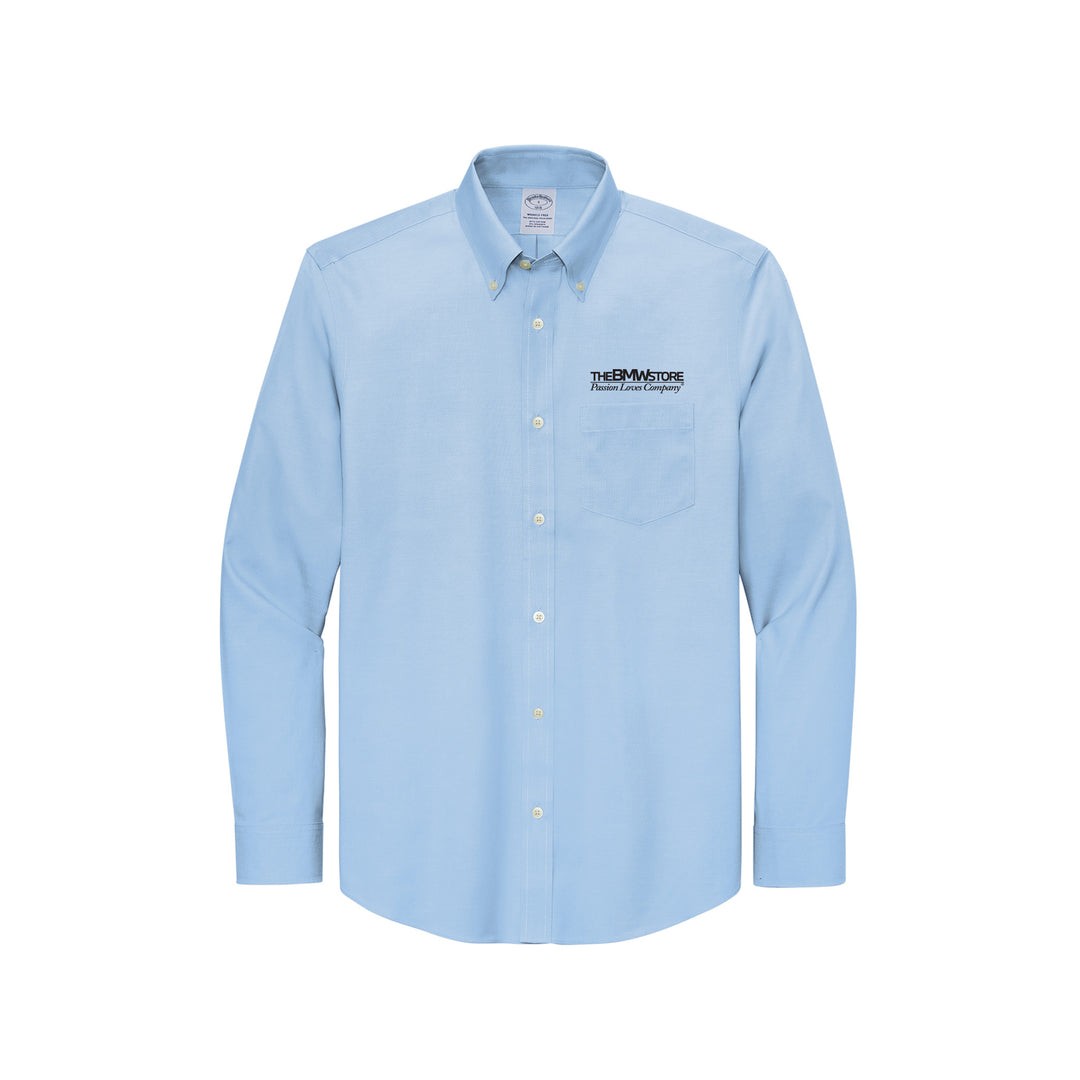 brooks brothers light blue dress shirt A Line V Neck Open Back Navy Blue Chiffon Long Prom Dress with High Sl –  abcprom