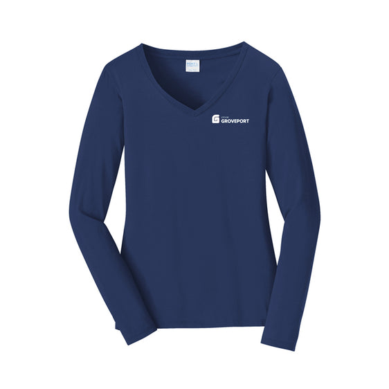 City of Groveport - Port & Co™ Women's Long Sleeve Fan Favorite™ V-Neck Tee