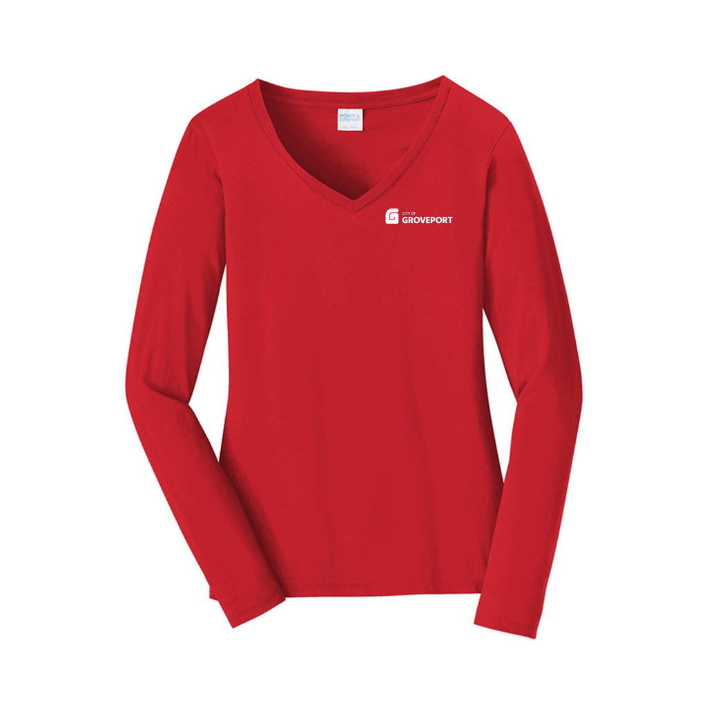 City of Groveport - Port & Co™ Women's Long Sleeve Fan Favorite™ V-Neck Tee