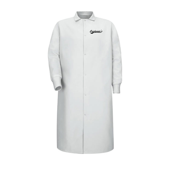 Carfagnas Food Production Team - Unisex Gripper-Front Pocketless Butcher Coat With Knit Cuffs