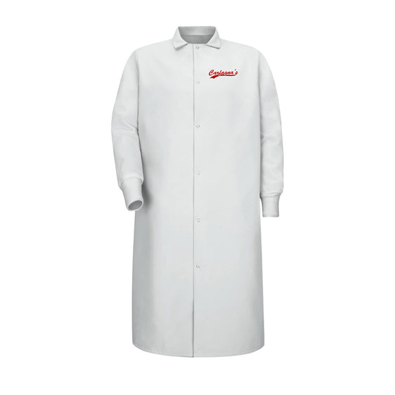 Carfagnas Food Production Team - Unisex Gripper-Front Pocketless Butcher Coat With Knit Cuffs