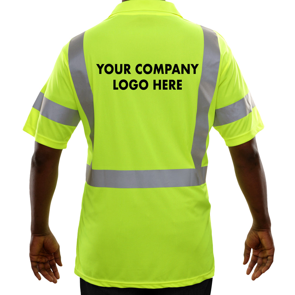 Reflective Apparel Store - HI-VIS LIME BIRDSEYE POLO SHIRT
