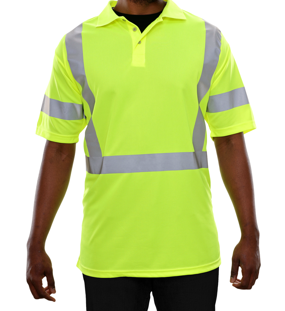Reflective Apparel Store - HI-VIS LIME BIRDSEYE POLO SHIRT