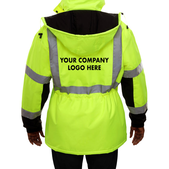 Reflective Apparel Store - SAFETY JACKET: THINSULATETM PARKA: BREATHABLE WATERPROOF HOODED: 2-TONE LIME