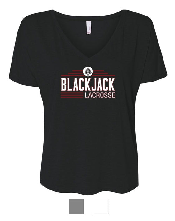 Blackjack Elite Lacrosse - Bella + Canvas Women's Slouchy V-neck Tee