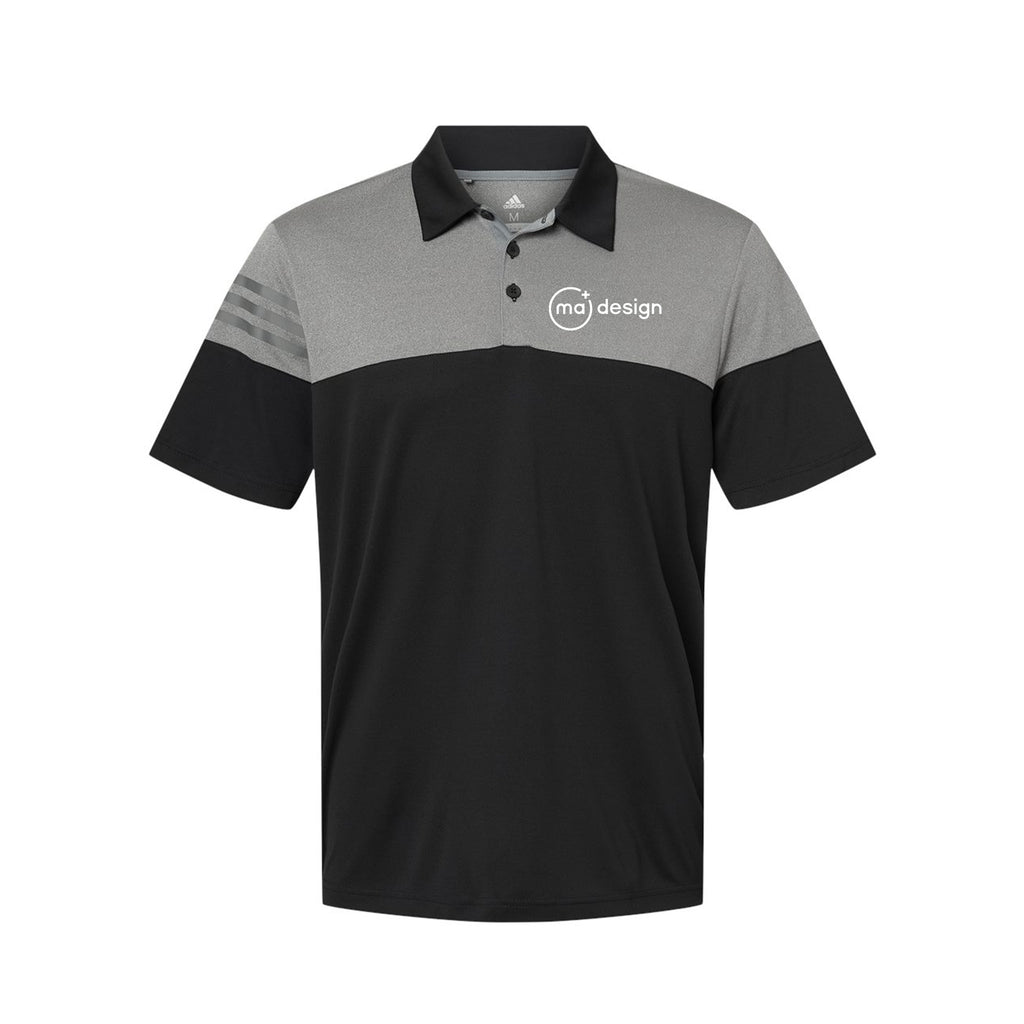 MA Design - Adidas - Heathered 3-Stripes Colorblock Polo