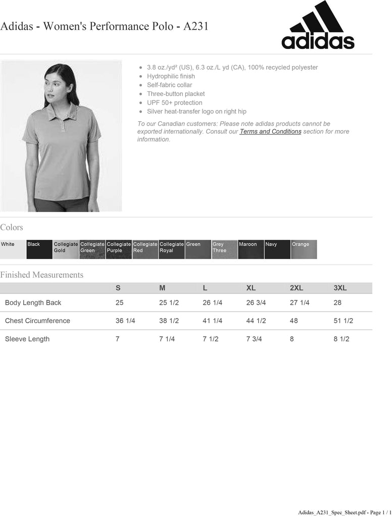 Renier Construction - Adidas - Women's Performance Polo